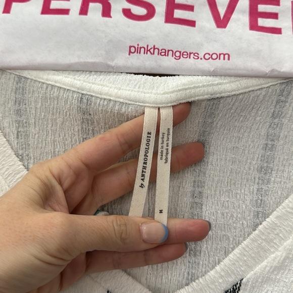 Anthropologie Willa Textured Vertical Stripe VNeck Long Sleeve Blouse Size M - Picture 5 of 8